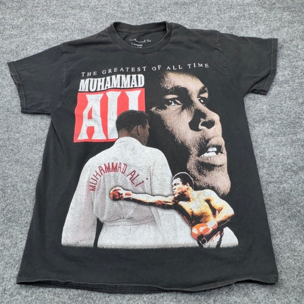 Muhammad Ali T-Shirt Mens Large Black Graphic GOAT Boxing Greatest Of All Time